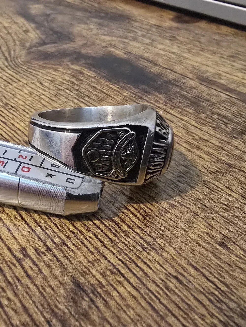 National Bowling Association Silver 800 Series Bowling Award Ring